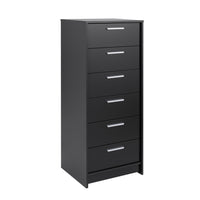Commode verticale Studio Essentials de Prepac à 6 tiroirs - noire