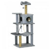 Pawhut Arbre A Chat De 54\" Avec Hamac, Tour A Chat Avec Griffoir, Niche, Plates-formes, Balles De Jeu Pour Chats D'interieur, Gris