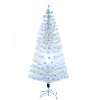 Homcom Arbre De Noel Pre-illumine A Fibre Optique Artificielle De 6 Pieds Avec 220 Lumieres Led Et Pointes De Branche