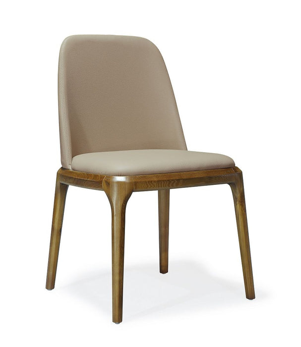 Chaise de salle à manger Courding de Manhattan Comfort en similicuir - tan et noyer