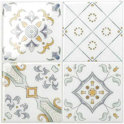 Smart Tiles Peel and Stick 4-Sheet 9 x 9 Backsplash - Vintage Velletri|Dosseret Smart Tiles peler et coller 9 x 9, 4 feuilles - Vintage Velletri