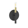 Applique murale Wand de Dainolite avec fini noir mat et laiton vieilli et 1 ampoule
