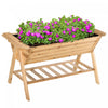Outsunny Jardiniere Sur Pieds Potager Avec Etagere Inferieure Tablettes Laterales Tissu Non-tisse Trous De Drainage Inclus Bois Massif Sapin 58.5\" X 31\" X 32.25\" Bois Naturel
