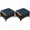 Outsunny Repose-pieds 2 pieces ottoman d'exterieur en osier, bleu