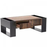  Table Basse Kay Avec Tiroir Sans Poignee Et Double Rangement, Gris