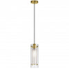 Luminaire suspendu Pasha de Dainolite en verre transparent et givré, avec fini laiton vieilli et 1 ampoule