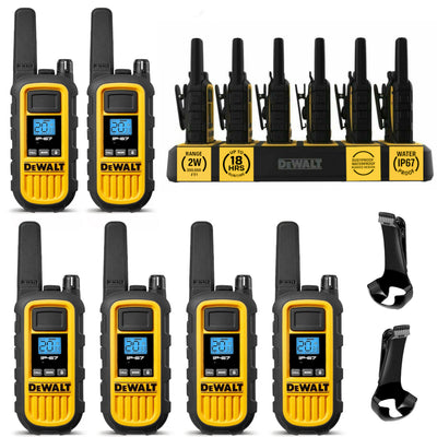 6 Dewalt Dxfrs800 Walkie Talkies - 2 Watt, Heavy Duty, 22 Channel Long Range Two Way Radios|6 Dewalt Dxfrs800 Talkies Walkie - 2 Watt, Heavy Duty, 22 Channel Long Range Two Way Radios
