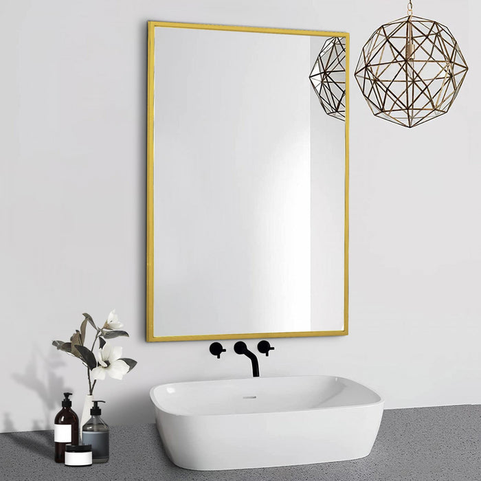 Miroir rectangulaire linéaire Arcus 30 po x 40 po fabriqué à la main - doré