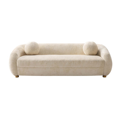 Tribeca Mid-Century Modern 86" Chenille Sofa in Cream | Canape Tribeca style mid-century 86" en chenille creme