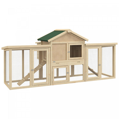 Pawhut 80" Chicken Coop, Wooden Hen House Large Rabbit Hutch Poultry Cage Pen With Nesting Box, Run,|Pawhut 80" Deluxe Poulailler En Bois Poulailler Lapin Clapier Grande Cage A Volaille Exterieure Cour