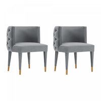Chaise de salle a manger Maya en velours moderne gris - Lot de 2