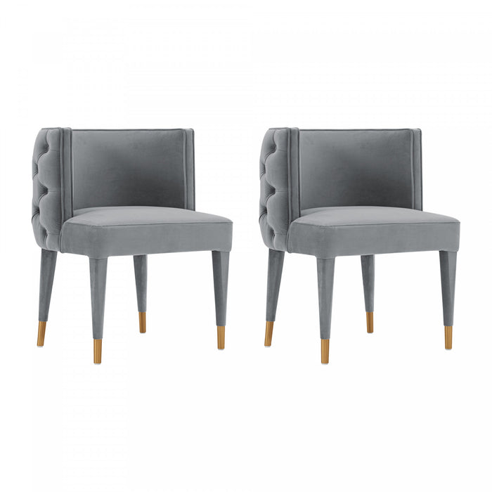 Chaise de salle a manger Maya en velours moderne gris - Lot de 2