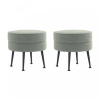 Lot de 2 poufs d’appoint rembourres Bailey style milieu du siecle en vert sauge