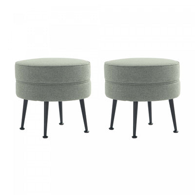 Bailey Mid-Century Modern Upholstered Accent Ottoman in Sage Green - Set of 2 | Lot de 2 poufs d’appoint rembourres Bailey style milieu du siecle en vert sauge