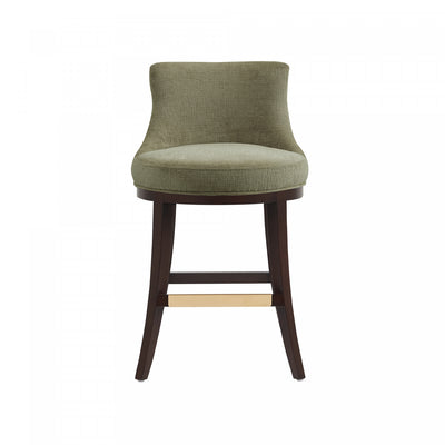 Lucia Modern Wood Chenille Counter Stool in Leaf Green Armoire | Tabouret de comptoir moderne en bois Lucia avec assise en chenille vert feuille