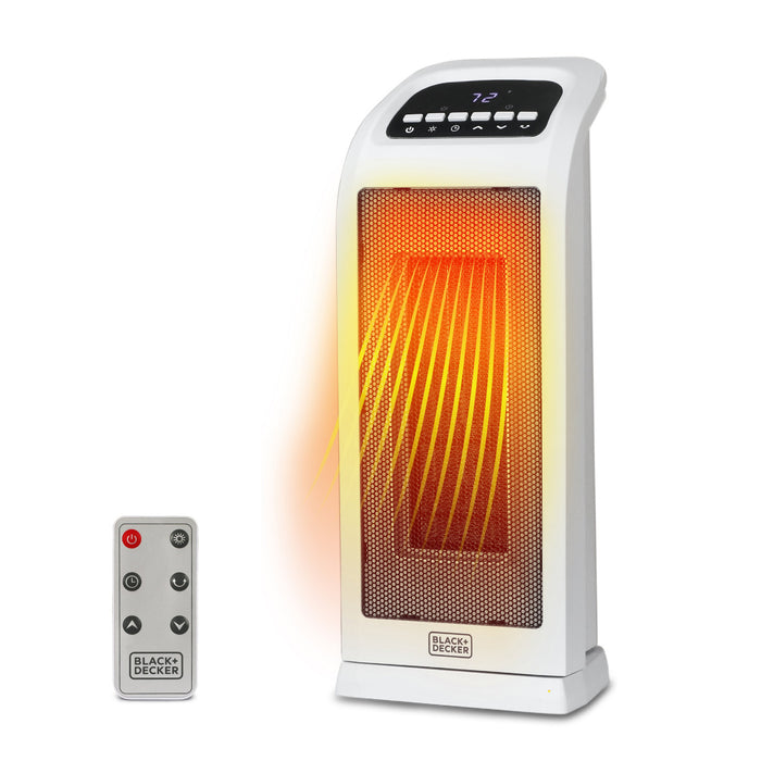 Radiateur tour oscillant Black+Decker de 18,7 po avec éléments en céramique et télécommande