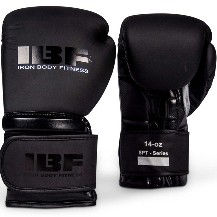 Gants de boxe de série Blackout Iron Body Fitness IBF - 14 oz