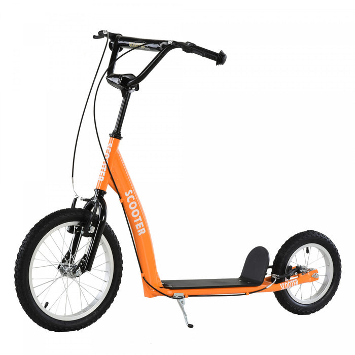 Aosom Trottinette Pour Enfants Avec Guidon Reglable Et Double Frein, Orange