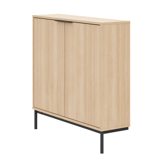 Armoire décorative de rangement mince Nordika à 2 portes - chêne blond naturel