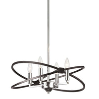 Lustre Paloma de Dainolite avec fini chromé poli et noir mat, et 4 ampoules