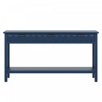 Table d'entree Oliver 60'' en placage de sapin avec design en nid d'abeille et tiroirs, bleu marine