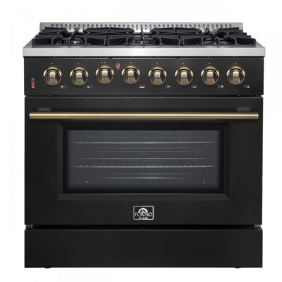 Forno Galiano 36" Dual Fuel Gas Range, Black, 5.36 cu.ft. - FFSGS6156-36BLK | Cuisiniere a double combustible Galiano de 36 po, noire, 5,36 pi³ - FFSGS6156-36BLK