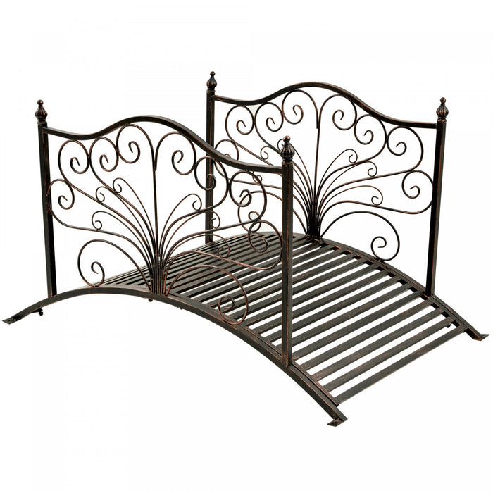 Outsunny Pont De Jardin En Metal De 4 Pieds Pont Decoratif En Arc Avec Garde-corps Bronze Noir