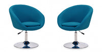 Fauteuil lounge pivotant moderne Hopper en tissu bleu - Lot de 2
