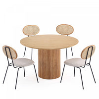 Ensemble de salle a manger chic industriel moderne Hathaway et Jardin, 5 pieces, couleur avoine et naturel