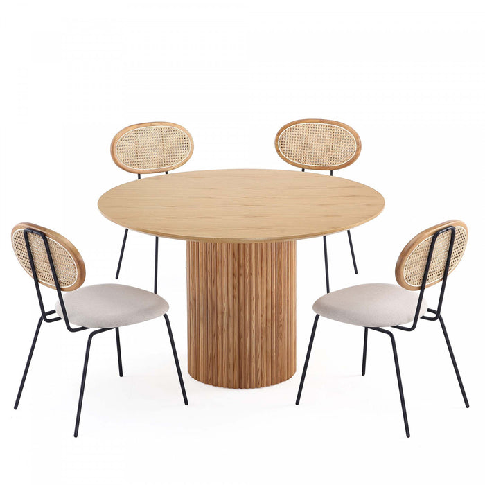 Ensemble de salle a manger chic industriel moderne Hathaway et Jardin, 5 pieces, couleur avoine et naturel