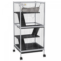 Pawhut Cage Roulante A 4 Niveaux Pour Petits Animaux, Cage Pour Cochon D'inde, Furet, Chinchilla, Ch