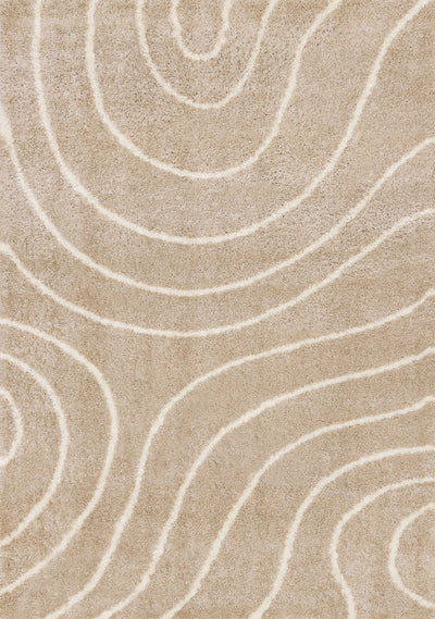 Fairmont Taupe Cream Curved Lines Rug, 5'3" x 7'7" Indoor Area Rug | Tapis Fairmont aux lignes courbes creme taupe, 5'3" x 7'7"