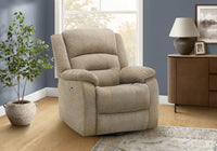 Grand Fauteuil Rembourre Inclinable, Port Usb Inclus, Tissu Beige, Transitionnel