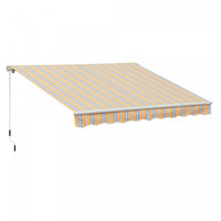 Outsunny 10x8ft Auvent De Terrasse A Manivelle Pare-soleil Terrasse Exterieure Abri Couvert Avec Rev