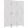 Homcom Ecran De Confidentialite A 3 Panneaux Design Pliable 5,6 Pi, Blanc