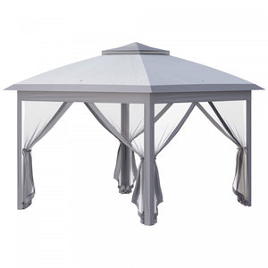 Outsunny Tonnelle Escamotable A Double Toit 11 X 11 Sac De Transport, Gris