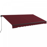 Outsunny 12' X 10' Auvent Retractable, Abri Pare-soleil, Rouge Vin