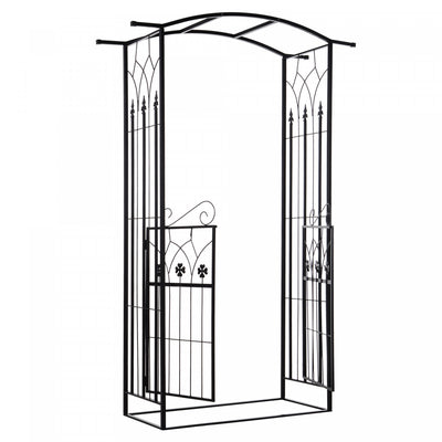Outsunny 7' Metal Garden Arch W/ Gate, Decorative Arbor For Climbing Plant|Outsunny Arbor Decoratif Pour Plantes Grimpantes