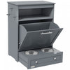 Pawhut Station D'alimentation Pour Animaux De Compagnie, Armoire De Stockage De Nourriture Pour Chiens Avec Gamelles Surelevees Et Cintre Pour Les Aliments Et L'abreuvement, Gris