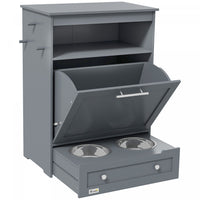 Pawhut Station D'alimentation Pour Animaux De Compagnie, Armoire De Stockage De Nourriture Pour Chie