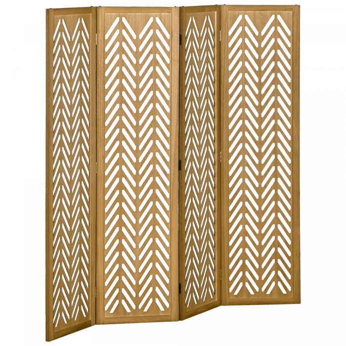 HOMCOM Paravent pliable a 4 panneaux, hauteur 5.6', marron clair