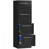 HOMCOM Armoire de Classement Verticale, 4 Tiroirs avec Serrure, Noir