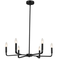 Lustre Colette de Dainolite avec fini noir mat et 6 ampoules