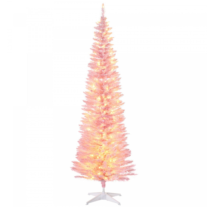 Homcom Arbre De Noel Artificiel Illumine 6 Pi Avec Lumieres Led Blanc Chaud