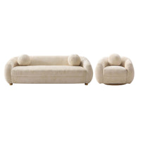  Ensemble de canape 2 pieces Tribeca style milieu du siecle en creme