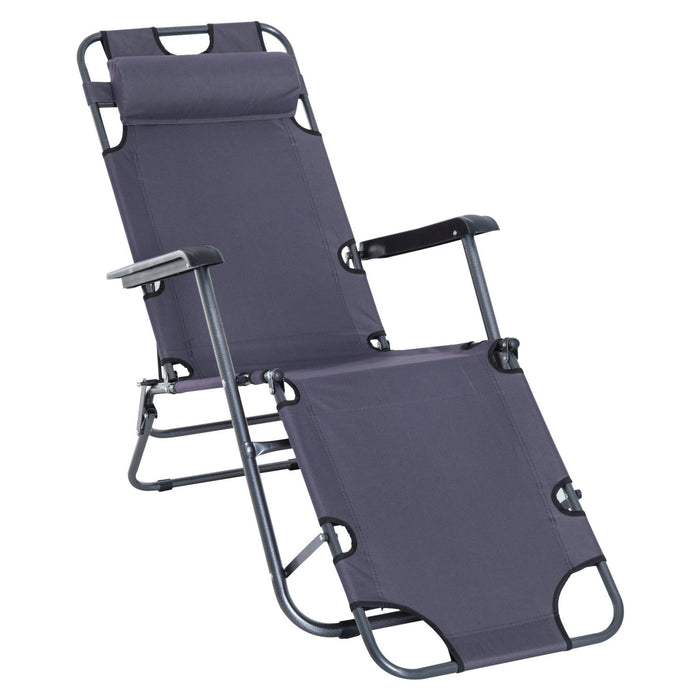 Chaise Longue Exterieure Outsunny 2 Niveaux, Chaise Longue Zero Gravite Avec Coussin, Gris