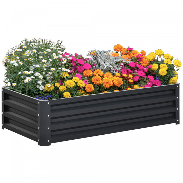 Outsunny Parterre De Fleur Rectangulaire Potager De Jardin Jardinieres Bac A Fleurs Panneaux Modulables En Acier Dim. 47.25\"l X 23.5\"l X 12\"h Gris