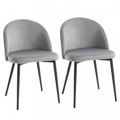 HOMCOM Dining Chairs Set of 2, Mid-Back Velvet-touch Upholstery Side Chair
