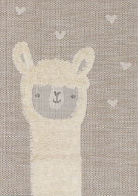Carpette à motif lama pour enfants - 5 pi 3 po x 7 pi 7 po