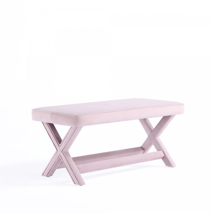 Banc d’appoint Abigail style milieu du siecle moderne en velours rose